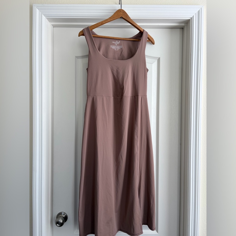 Isabel Maternity Taupe Active Midi Dress with Built-In Bra